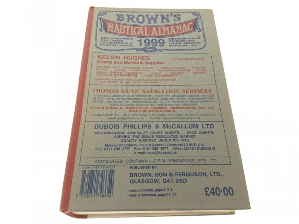 BROWN'S NAUTICAL ALMANAC DAILY TIDE TABLES 1999 Wyprzedaż