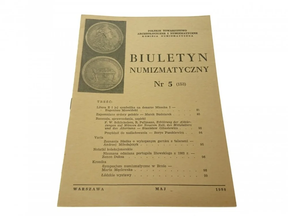 Popularny BIULETYN NUMIZMATYCZNY NR 5 (153) V. 1980