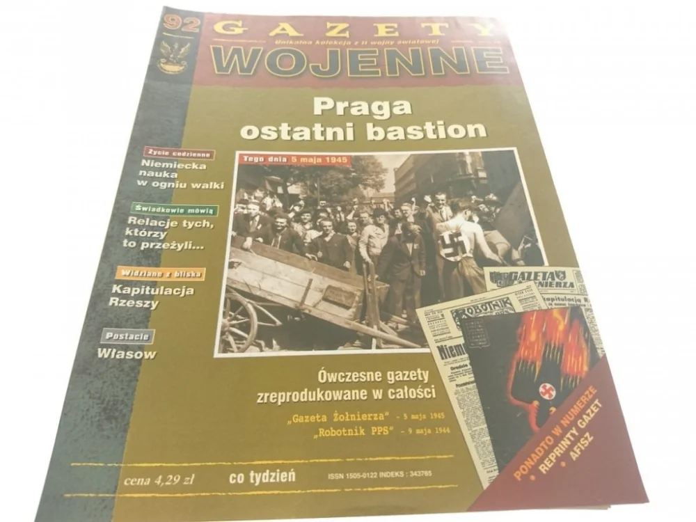 Dodaj do koszyka GAZETY WOJENNE NUMER 92 PRAGA OSTATNI BASTION 1998