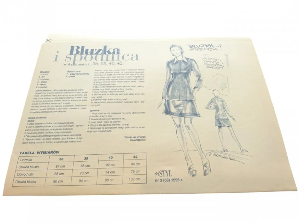 TWÓJ STYL 3-1996 WYKRÓJ BLUZKA I SPÓDNICA Niska cena