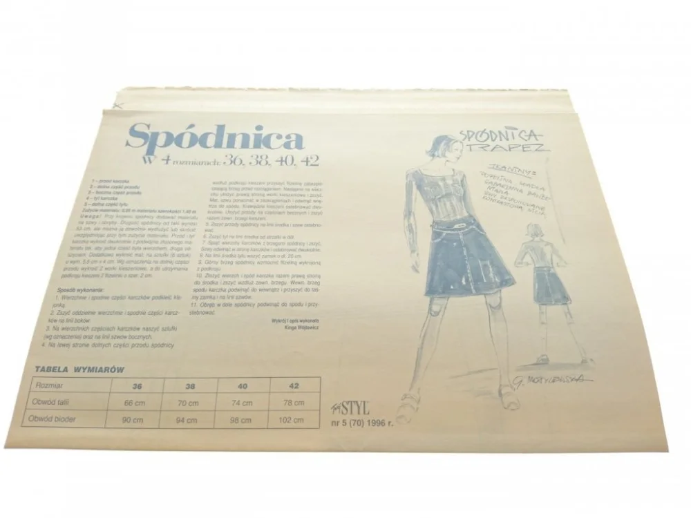 Obniżka ceny TWÓJ STYL 5-1996 SPÓDNICA TRAPEZ