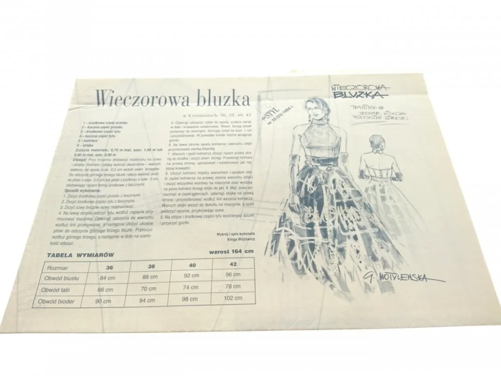 Ekspresowa dostawa TWÓJ STYL 12-1994 WIECZOROWA BLUZKA