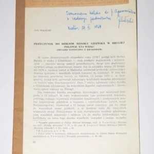 [dedykacja] MAŁECKI Jan - Przyczynek do dziejów handlu Gdańska w drugiej połowie XVI wieku (związki handlowe z Krakowem). Cena promocyjna