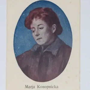 Ekspresowa dostawa Marja Konopnicka. Karta litografowana.