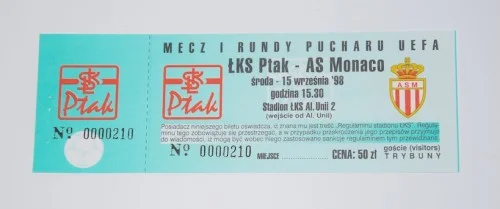 Bilet z meczu: ŁKS Łódż - AS Monaco. 15.09.1998. 1 runda kwalifikacji do pucharu UEFA. Kup online