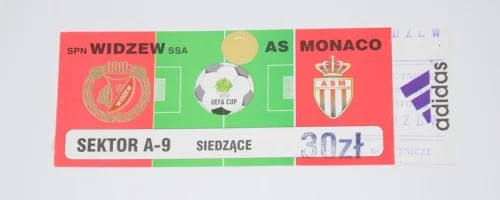 Ekspresowa dostawa Bilet z meczu: Widzew Łódż - AS Monaco. 21.10.1999. 2 runda pucharu UEFA.