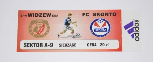 Zniżka Bilet z meczu: Widzew Łódż - FC Skonto. 30.09.1999. 1 runda pucharu UEFA.
