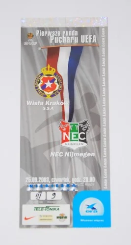 Oferta limitowana Bilet z meczu: Wisła Kraków - NEC Nijmegen. 25.09.2003. 1 runda kwalifikacji do pucharu UEFA.