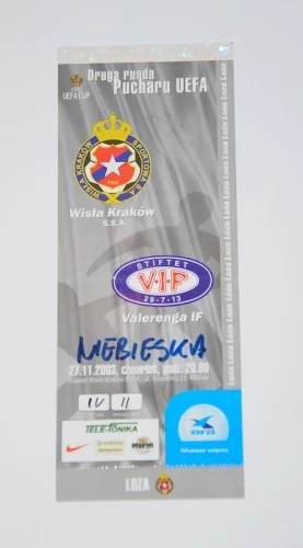Bezpieczna płatność Bilet z meczu: Wisła Kraków - Valerenga IF. 27.11.2003. 2 runda kwalifikacji do pucharu UEFA.
